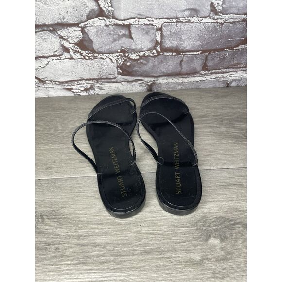 Stuart Weitzman Black Sawyer Jelly Flats Slides Sandals Women’s Sz 7M US/37.5EU - Picture 5 of 16